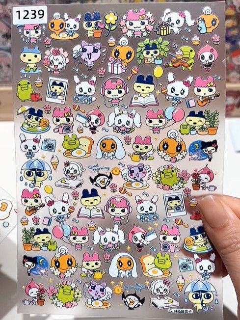 Bandai Model Tamagotchi - Nowe wodoodporne naklejki z wytłaczanymi tamagotchi,